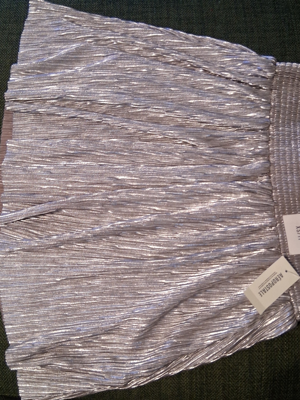 Aeropostale Shimmery Silver Pleated Mini Skirt Xs